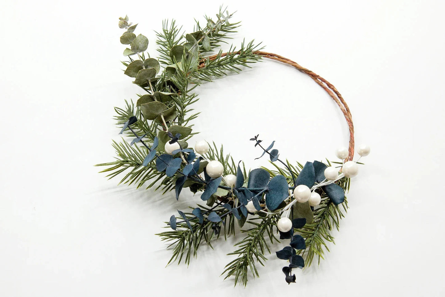 DRIED EUCALYPTUS FAUX BERRY GREENERY WREATH