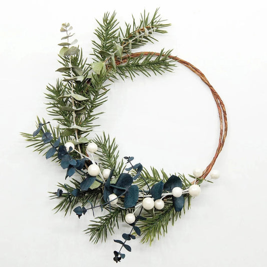 DRIED EUCALYPTUS FAUX BERRY GREENERY WREATH